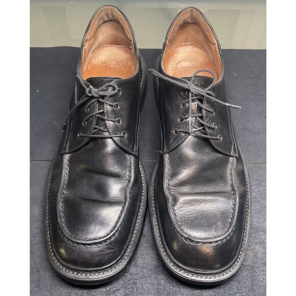 Johnston & Murphy Oxford Black E-Collection Apron Toe Shoe Italy 10M 8758 - Picture 1 of 9